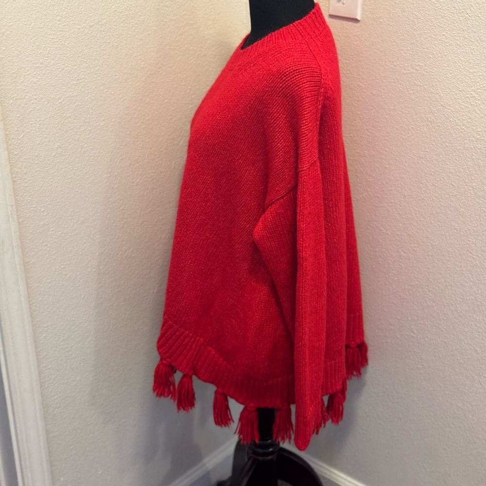 Kate Spade Broome Street Red Airy Wool Alpaca Tassel Sweater Oversized M $348 - Picture 3 of 9
